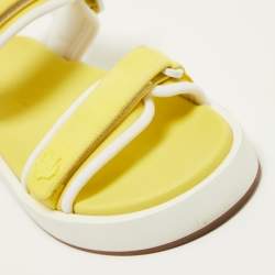 Pre Owned Loro Piana Yellow Leather Waikiki Flat Sandals Size 37