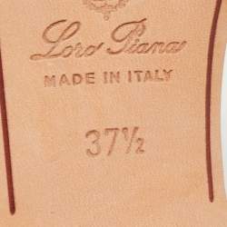 Pre Owned Loro Piana Gold Leather Summer Charms Slide Sandals Size 37.5