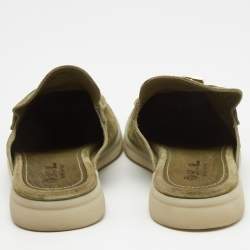 Pre Owned Loro Piana Green Suede Babouche Charms Walk Mules Size 38
