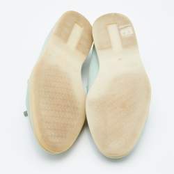 Pre Owned Loro Piana Mint Green Suede Summer Charms Walk Slip On Loafers Size 37