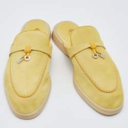 Pre Owned Loro Piana Yellow Leather Summer Charms Walk Babouche Loafers Size 38