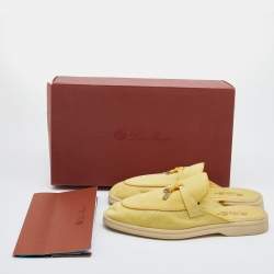 Pre Owned Loro Piana Yellow Leather Summer Charms Walk Babouche Loafers Size 38