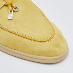 Pre Owned Loro Piana Yellow Leather Summer Charms Walk Babouche Loafers Size 38