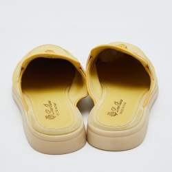 Pre Owned Loro Piana Yellow Leather Summer Charms Walk Babouche Loafers Size 38