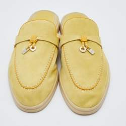 Pre Owned Loro Piana Yellow Leather Summer Charms Walk Babouche Loafers Size 38