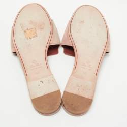 Pre Owned Loro Piana Pink Suede Summer Charms Flat Slides Size 40