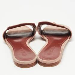 Pre Owned Loro Piana Pink Suede Summer Charms Flat Slides Size 40