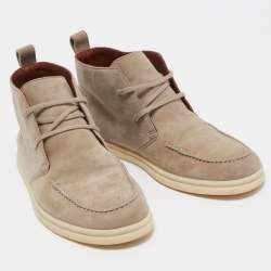 Pre Owned Loro Piana Beige Suede Namib Walk Ankle Boots Size 38