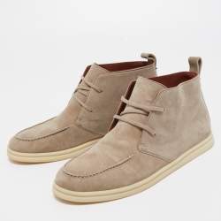 Pre Owned Loro Piana Beige Suede Namib Walk Ankle Boots Size 38