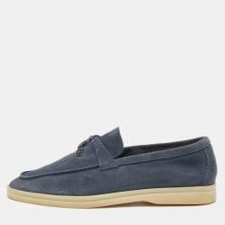 Loro Piana Grey Suede Summer Charms Walk Loafers Size 37