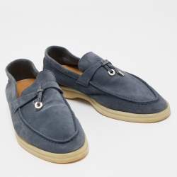 Loro Piana Grey Suede Summer Charms Walk Loafers Size 37