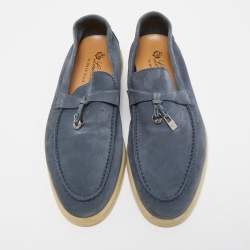 Loro Piana Grey Suede Summer Charms Walk Loafers Size 37