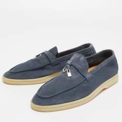 Loro Piana Grey Suede Summer Charms Walk Loafers Size 37
