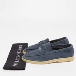 Loro Piana Grey Suede Summer Charms Walk Loafers Size 37
