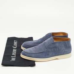 Pre Owned Loro Piana Blue Suede Open Walk Ankle Boots Size 38