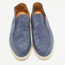 Pre Owned Loro Piana Blue Suede Open Walk Ankle Boots Size 38