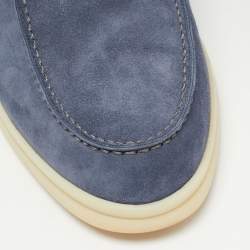 Pre Owned Loro Piana Blue Suede Open Walk Ankle Boots Size 38