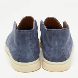Pre Owned Loro Piana Blue Suede Open Walk Ankle Boots Size 38