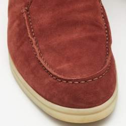 Pre Owned Loro Piana Burgundy Suede Open Walk Ankle Boots Size 37