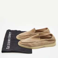 Pre Owned Loro Piana Beige Suede Summer Walk Loafers Size 37
