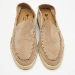 Pre Owned Loro Piana Beige Suede Summer Walk Loafers Size 37