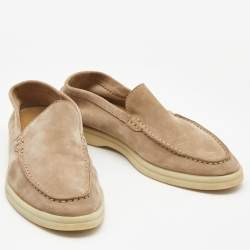 Pre Owned Loro Piana Beige Suede Summer Walk Loafers Size 37