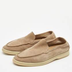 Pre Owned Loro Piana Beige Suede Summer Walk Loafers Size 37