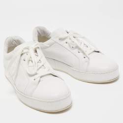Pre Owned Loro Piana White Leather Nuages Sneakers Size 38