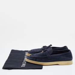 Pre Owned Loro Piana Blue Suede Summer Charms Walk Loafers Size 36.5