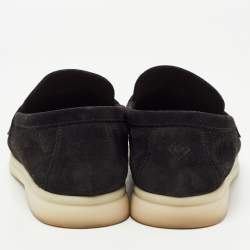 Loro Piana Black Suede Summer Charms Walk Loafers Size 36