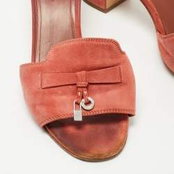 Pre Owned Loro Piana Pink Suede Summer Charms Slide Sandals Size 38.5