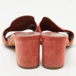 Pre Owned Loro Piana Pink Suede Summer Charms Slide Sandals Size 38.5