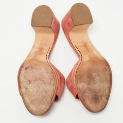 Pre Owned Loro Piana Pink Suede Summer Charms Slide Sandals Size 38.5