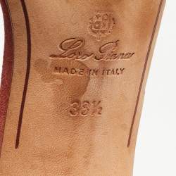 Pre Owned Loro Piana Pink Suede Summer Charms Slide Sandals Size 38.5