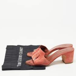 Pre Owned Loro Piana Pink Suede Summer Charms Slide Sandals Size 38.5