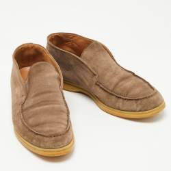Pre Owned Loro Piana Brown Suede Open Walk Boots Size 37