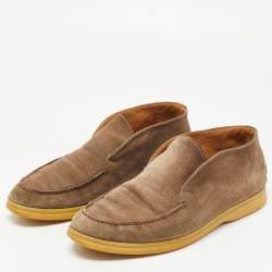 Pre Owned Loro Piana Brown Suede Open Walk Boots Size 37