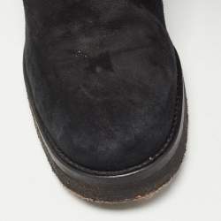 Loro Piana Black Suede and Fur Knee Length Flat Boots Size 40