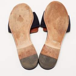 Pre Owned Loro Piana Navy Blue Suede Summer Charms Flat Slides Size 40