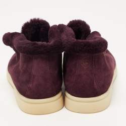 Pre Owned Loro Piana Purple Suede and Shearling Fur Open Walk Chukka Boots Size 38
