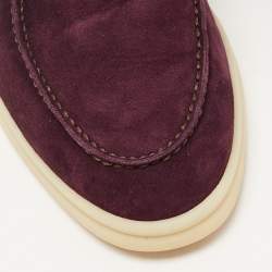 Pre Owned Loro Piana Purple Suede and Shearling Fur Open Walk Chukka Boots Size 38