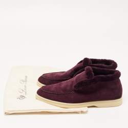 Pre Owned Loro Piana Purple Suede and Shearling Fur Open Walk Chukka Boots Size 38
