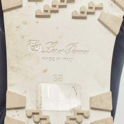 Pre Owned Loro Piana Navy Blue Suede and Neoprene Low Top Sneakers Size 38