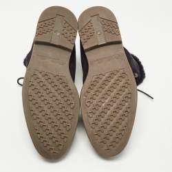 Pre Owned Loro Piana Black Suede and Fur Open Walk Ankle Boots Size 38