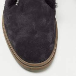 Pre Owned Loro Piana Black Suede and Fur Open Walk Ankle Boots Size 38