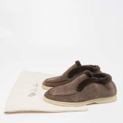 Pre Owned Loro Piana Brown Suede and Fur Open Walk Chukka Boots Size 38