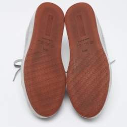 Pre Owned Loro Piana Grey Fabric and Fur Nuages Low Top Sneakers Size 38.5