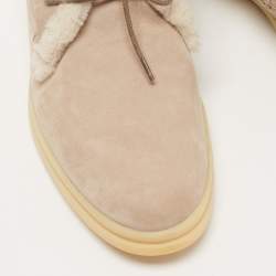 Pre Owned Loro Piana Grey Suede and Fur Open walk Ankle Boots Size 38