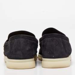 Pre Owned Loro Piana Black Suede Summer Charms Walk Loafers Size 39