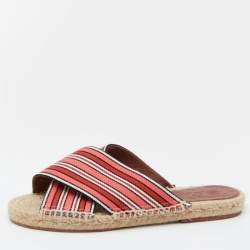 Loro Piana Multicolor Fabric Criss Cross Flat Espadrilles Size 38